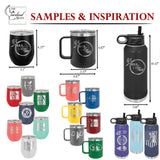 Custom Tumblers Personalized Coffee, Water Bottle, Stemless Wine, Growler