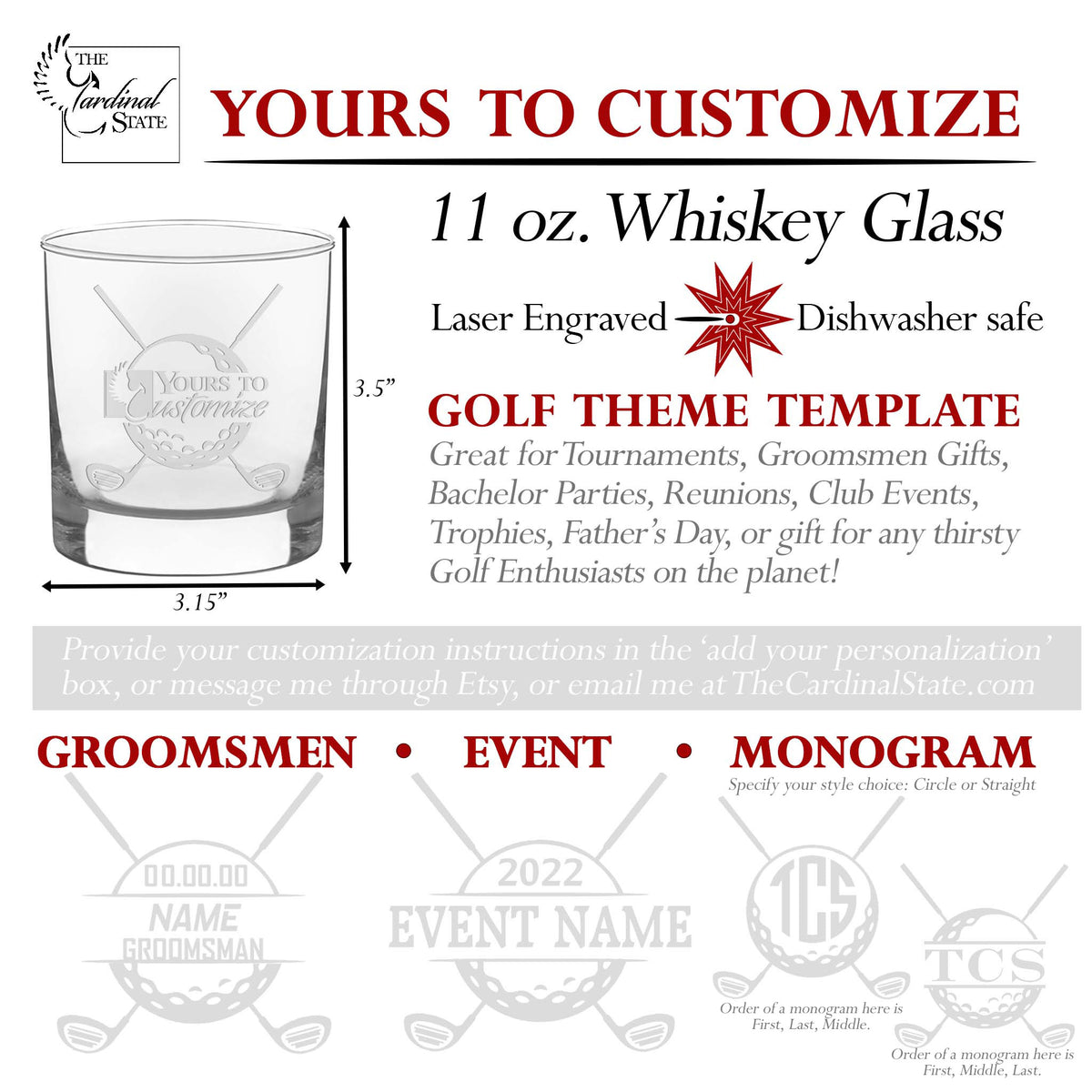 Golf Whiskey Glass Custom Personalized – The Cardinal State