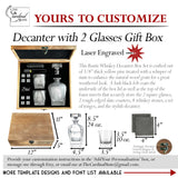 Custom Whiskey Box Gift Set Personalized, Decanter, Glasses