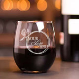 Custom Engraved Stemless Wine Glass, Personalized