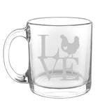 Animal Love Farm - Choose any farm animal you love - Glass Coffee Mug - The Cardinal State Shop