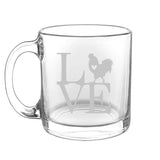 Animal Love Farm - Choose any farm animal you love - Glass Coffee Mug - The Cardinal State Shop
