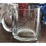 Cleveland Baseball State Glass Coffee Mug or Any State with Baseball stitching Personalized for Fans