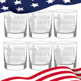 USA Military Patriot Salute Brave Army, Navy, Marine, Airforce Bourbon Whiskey Glass Armed Forces