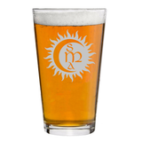 Celestial Pint Glass Collection featuring designs inspired by solar eclipse art and images, and of course, the NASA emblem.