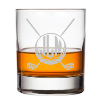 Golf Whiskey Glass Custom Monogram Event Names Dates Tournaments Weddings Fanatic Groomsman Groom Best Man Gift