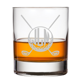 Golf Whiskey Glass Custom Monogram Event Names Dates Tournaments Weddings Fanatic Groomsman Groom Best Man Gift