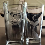 Pirate & Mermaid Nautical Pint Glasses Monogrammed