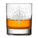 GPS Coordinates With Compass Whiskey Glass