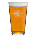 GPS Coordinates With Compass Pint Glass