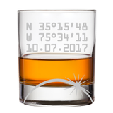 GPS Coordinates With Compass Whiskey Glass
