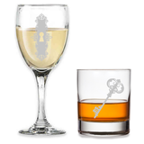 Lock and Key Glass Set Custom Glass Set Pick From Whiskey, Pint, Wine, Champagne Flute or Coffee Mugs Wedding Anniversary Housewarming Gift