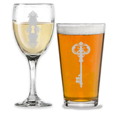 Lock and Key Glass Set Custom Glass Set Pick From Whiskey, Pint, Wine, Champagne Flute or Coffee Mugs Wedding Anniversary Housewarming Gift