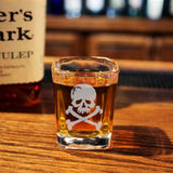Custom shot glass skull cross bones