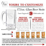Custom Engraved Beer Stein, Personalized 17.5oz