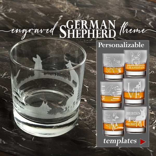 german shepard whiskey glass personalized