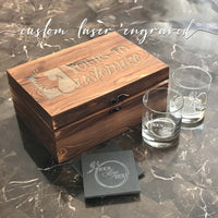 wooden whiskey box set