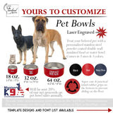 Personalized Dog Bowl, Insulated, Rubber Grip Feet, Engraved Cat Dish