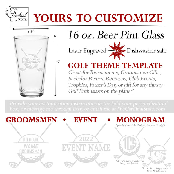 Personalized Bar Glasses Set of 6, Custom Pint Glass, Bar Ware