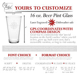 gps coordinate pint glass