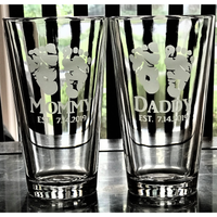 New Mom and Dad Customized Pint Beer Glasses