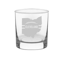 Football State Etched Whiskey Scotch Rocks Glass Etched with Any State, City, or Name