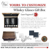 Custom Whiskey Box Gift Set, Glasses, Slate Coasters