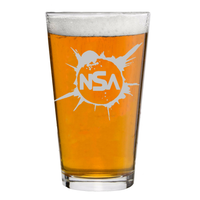 Celestial Pint Glass Collection featuring designs inspired by solar eclipse art and images, and of course, the NASA emblem.