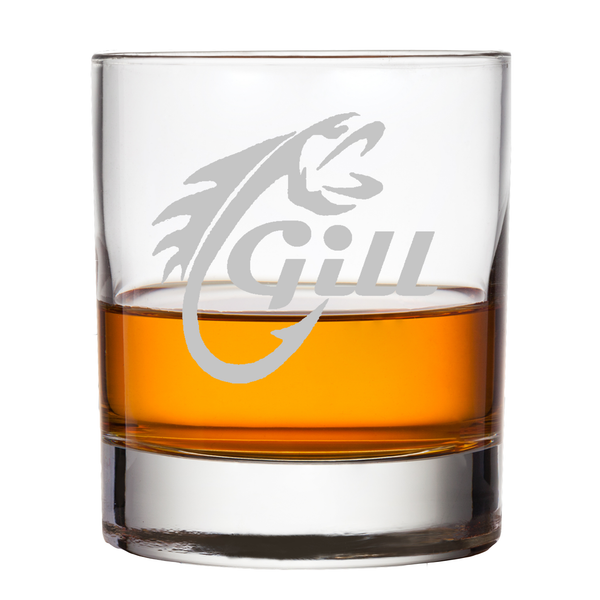 Fisherman Personalized Whiskey Scotch Rocks Bourbon Glass Great gift for him or for angler tournament award