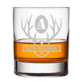 Antlers Monogrammed Personalized Whiskey Glass