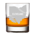 Cleveland Baseball Bourbon Whiskey Scotch Rocks Ohio with Baseball Stitching can be customized for CLE fans or for any State in the U.S.A.
