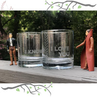 Star Wars Inspired I Love You - I Know Whiskey Glasses