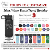 Personalized Water Bottle With Straw, Custom, 20oz
