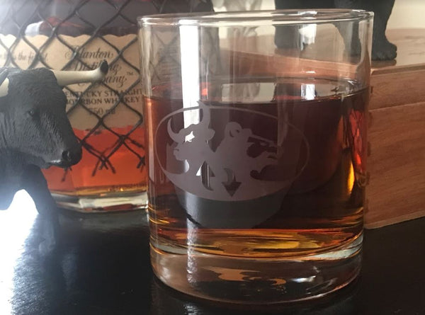 Bull & Bear Whiskey Glasses, Stock Market Whiskey Glasses