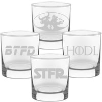 BTFD STFR HODL Wall Street Whiskey Glasses Stock Market Financial Adviser Trader Gift 