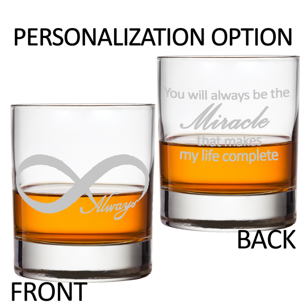 Infinity Always Set of 2 Personalized Whiskey Glasses