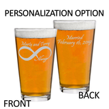 Infinity Always Set of 2 Personalized Pint Glasses