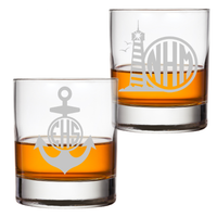 Anchor and Lighthouse Nautical Whiskey Glasses Monogrammed