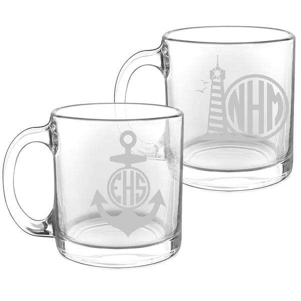 Anchor and Lighthouse Nautical Coffee Mug Glasses Monogrammed
