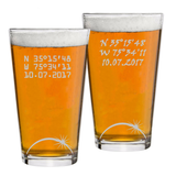 GPS Coordinates With Compass Pint Glass