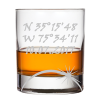 GPS Coordinates With Compass Whiskey Glass