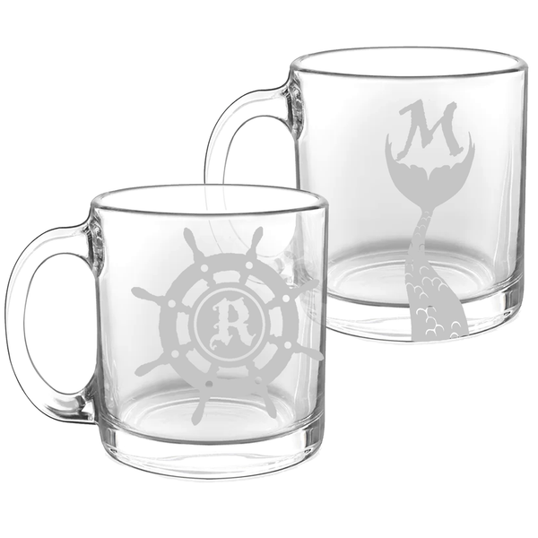 Pirate & Mermaid Nautical Coffee Mug Glasses Monogrammed